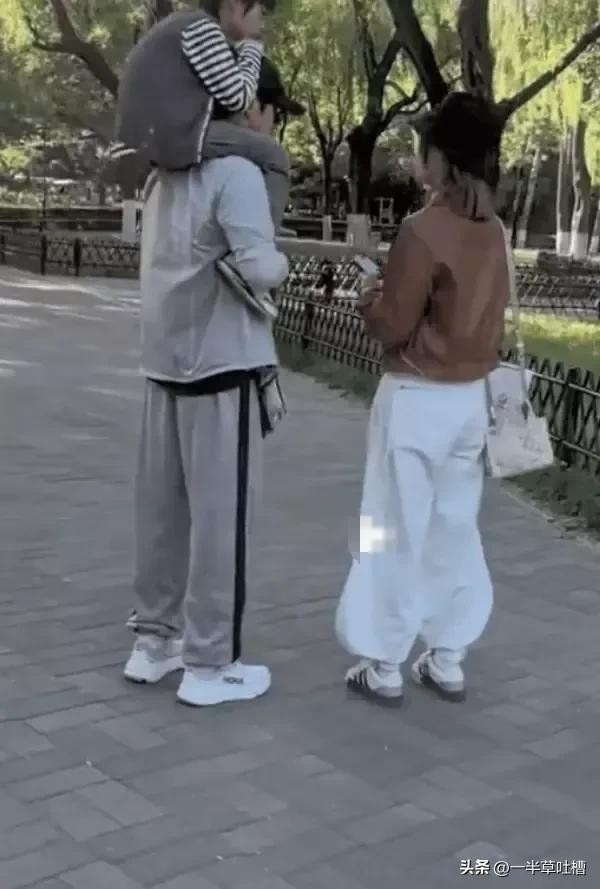 张歆艺袁弘带娃逛公园，袁弘扛娃超有爱，张歆艺状态也太好