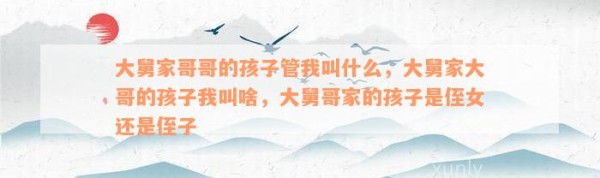 大舅家哥哥的孩子管我叫什么，大舅家大哥的孩子我叫啥，大舅哥家的孩子是侄女还是侄子