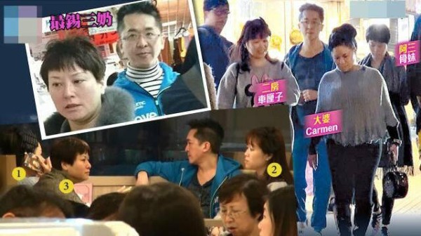 “一夫多妻”的3位男星，待遇却大不相同，他与3位老婆逛街超和谐