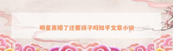 明星离婚了还要孩子吗知乎文章小说