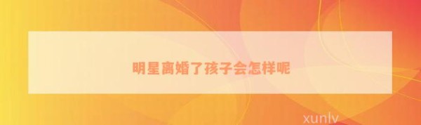 明星离婚了孩子会怎样呢