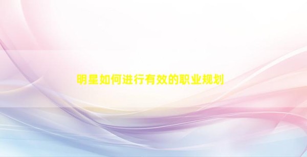 明星如何进行有效的职业规划
