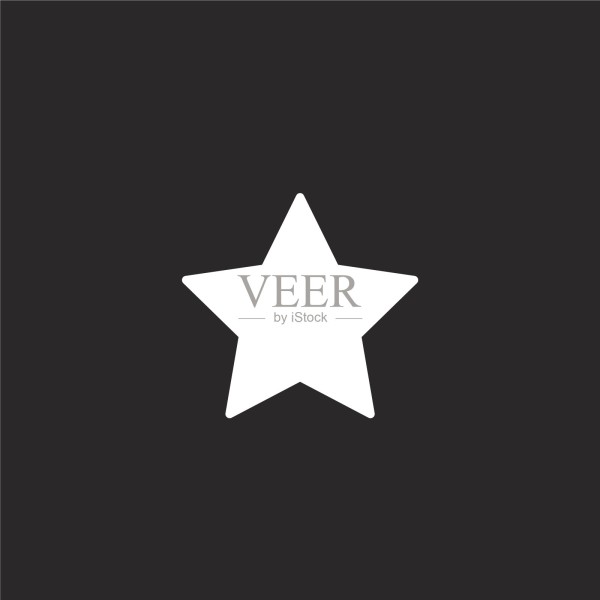 明星偶像。填充星形图标用于网站设计和移动，应用程序开发。星形图标从填充必要的汇编集合孤立的黑色背景。图片
