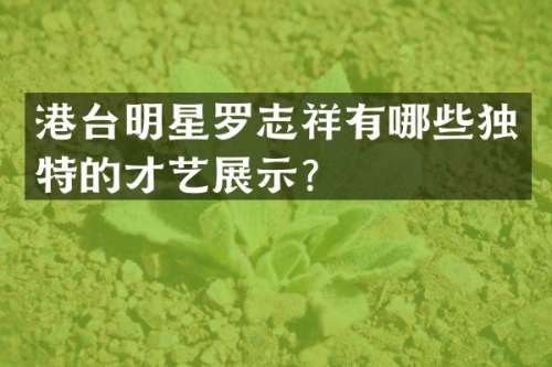 港台明星罗志祥有哪些独特的才艺展示？