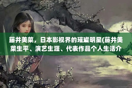 藤井美菜，日本影视界的璀璨明星(藤井美菜生平、演艺生涯、代表作品个人生活介绍)