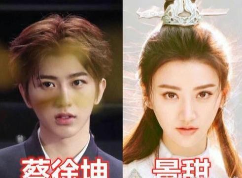 明星也撞脸：蔡徐坤和景甜越看越相似，看到女版肖战：神仙颜值