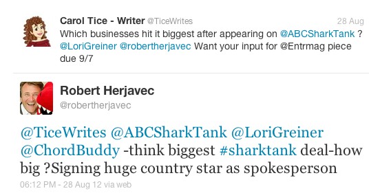 Shark Tank 的 Herjevec 回复了我的推文