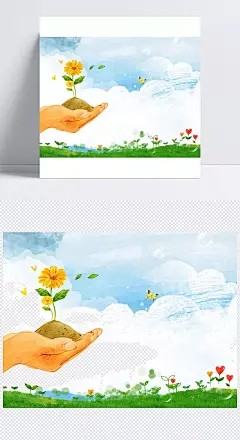 水墨公益环保宣传海报背景|背景,宣传海报,环保背景,环保海报,宣传背景,公益背景,环保宣传,公益宣传,水墨海报,海报背景,蓝天,白云,水墨,手绘,草地,手托花,花,彩色,清新,公益海报,公益环保素材,卡通/手绘,背景图