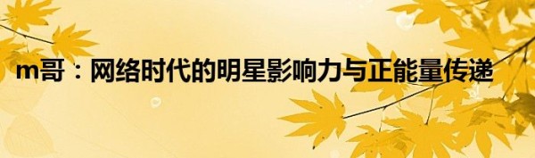m哥：网络时代的明星影响力与正能量传递