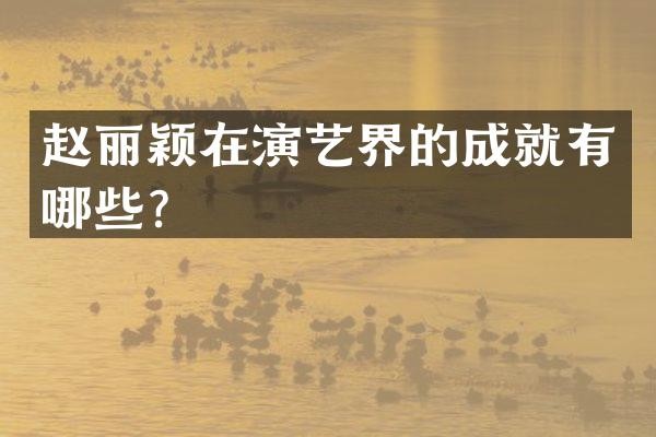 赵丽颖在演艺界的成就有哪些？