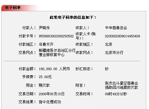 张杰歌迷响应号召献爱心抗震救灾捐款18万(图)
