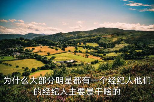 为什么大部分明星都有一个经纪人他们的经纪人主要是干啥的