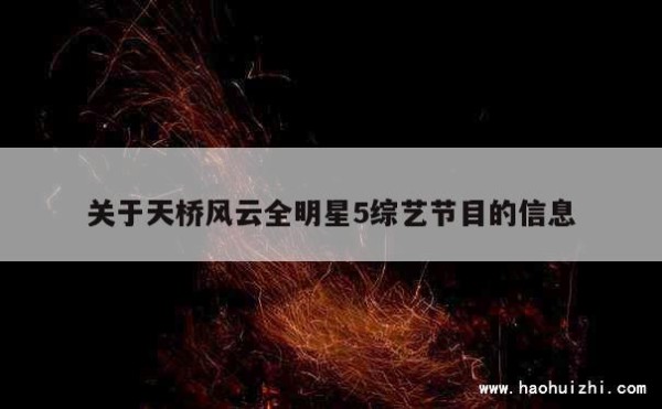 关于天桥风云全明星5综艺节目的信息 第1张