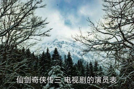 仙剑奇侠传三 电视剧的演员表