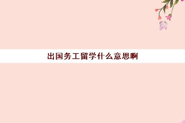 出国务工留学什么意思啊(归国留学人员指什么)