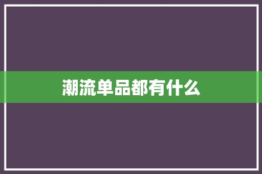 潮流单品都有什么