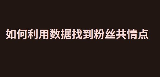 如何利用数据找到粉丝共情点