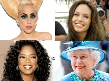 Lady Gaga、安吉丽娜-朱莉、奥普拉和英女王均榜上有名