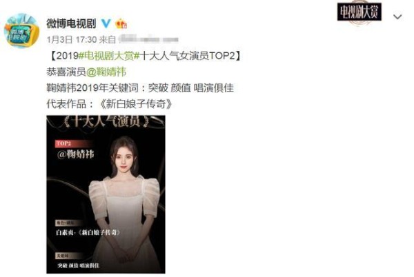 最具人气女演员结果出炉，杨紫夺得奖项，谁留意第二名？出乎意料