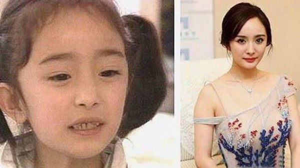 六位明星童年和长大的对比，杨颖几乎没变，最后一个的变化比较大