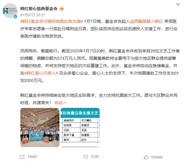 娱乐圈刮起暖心风！韩红领衔28位明星捐款近600万，爱心涌动点亮寒冬！