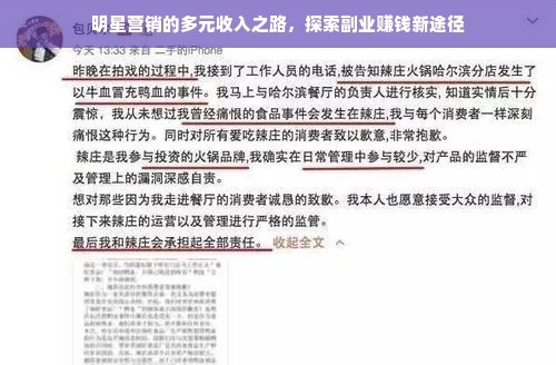 明星营销的多元收入之路，探索副业赚钱新途径