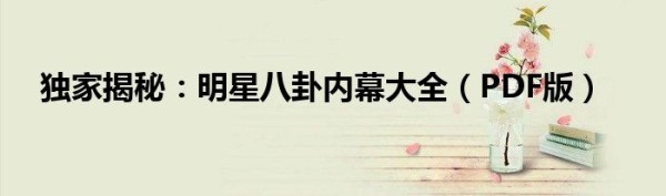 独家揭秘：明星八卦内幕大全（PDF版）