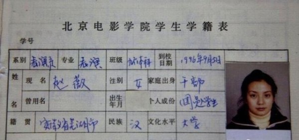 哎呦喂！快看这些明星大腕的学籍表：张艺谋很帅，陈坤字迹最好看