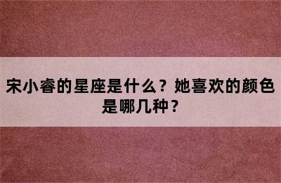 宋小睿的星座是什么？她喜欢的颜色是哪几种？