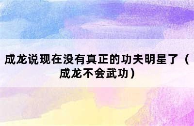 成龙说现在没有真正的功夫明星了（成龙不会武功）