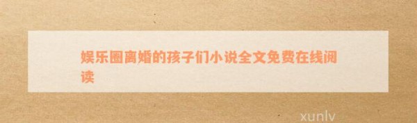 娱乐圈离婚的孩子们小说全文免费在线阅读