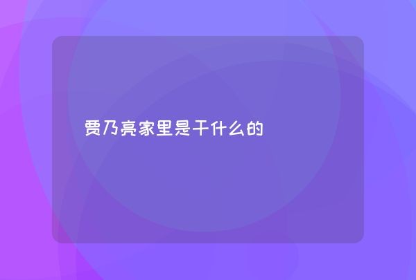 贾乃亮家里是干什么的,第1张