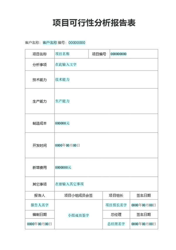 项目可行性分析报告表