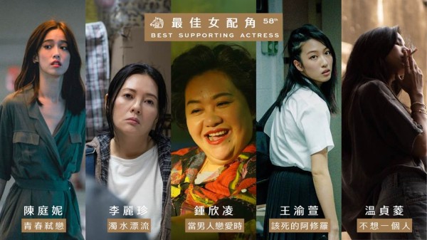 陈庭妮、李丽珍、钟欣凌、王渝萱、温贞菱获得评审青睐，入围第58届金马奖最佳女配角。（金马执委会提供）