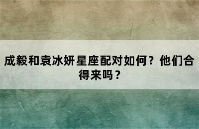 成毅和袁冰妍星座配对如何？他们合得来吗？