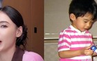 张柏芝母亲节收到儿子花束，小王子温馨依偎在腿上！