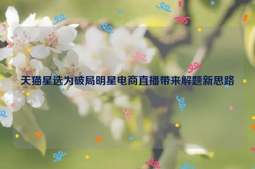 天猫星选为破局明星电商直播带来解题新思路