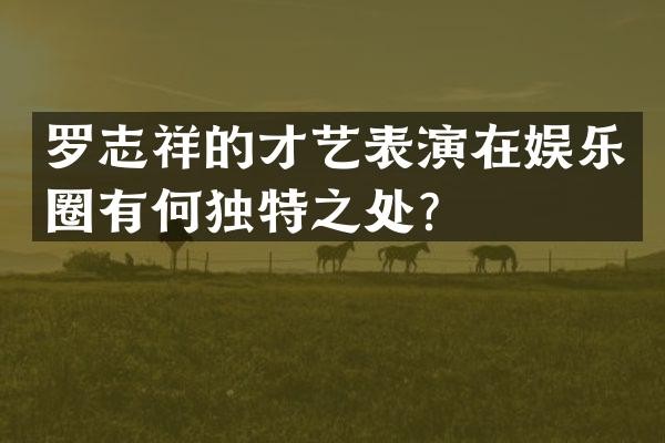 罗志祥的才艺表演在娱乐圈有何独特之处？