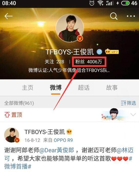 王俊凯个人粉丝破4000万，成95后明星偶像第一人，未来有望破亿！
