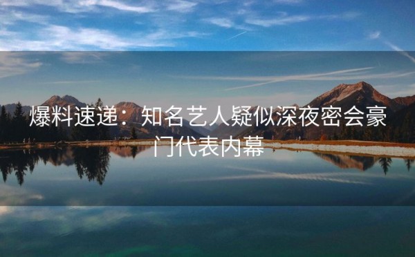 爆料速递：知名艺人疑似深夜密会豪门代表内幕