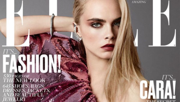 Cara Delevingne出镜美版ELLE 9月刊封面 图片来源：fashionista.com