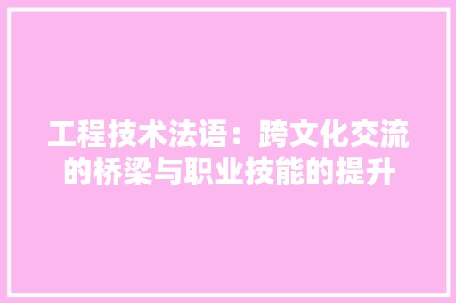 工程技术法语：跨文化交流的桥梁与职业技能的提升 现代风格装饰