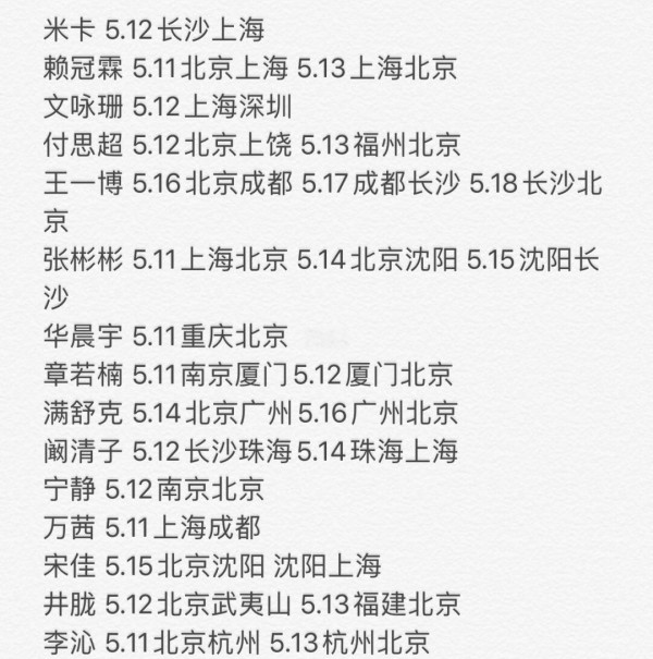 5月明星行程大汇总，你的爱豆在哪里
