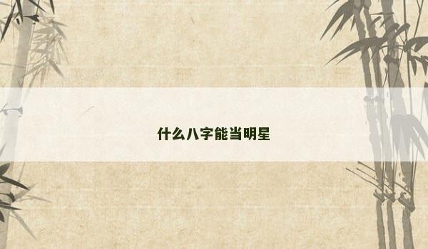 什么八字能当明星