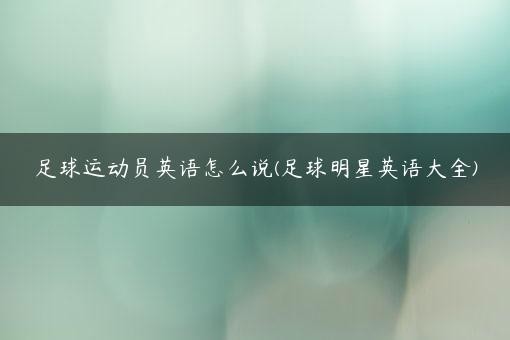 足球运动员英语怎么说(足球明星英语大全)