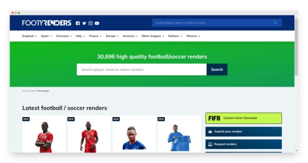 FootyRenders | 30000+ 张高清足球球员 PNG 图像-Boss设计