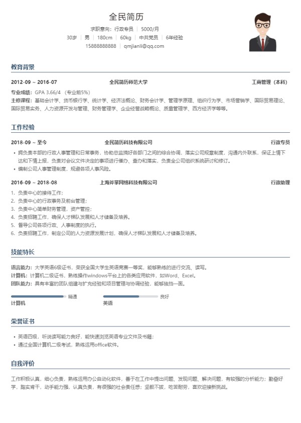 演员简历模板