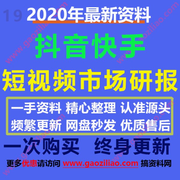 100份2020年抖音快手短视频市场研究报告数据分析