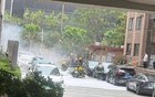 今天下午桃林路一广场：轿车起火，消防到场处置