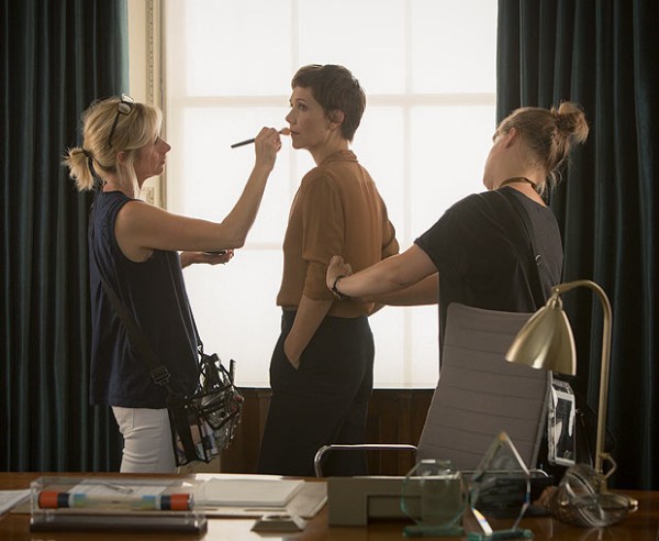 Maggie Gyllenhaal on the set of The Honourable Woman